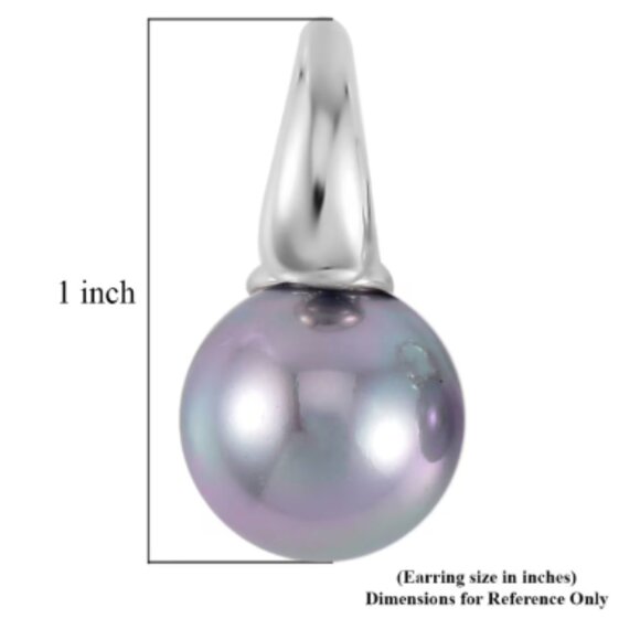 Gray Shell Pearl Earrings in Silvertone - Picture 5 of 5